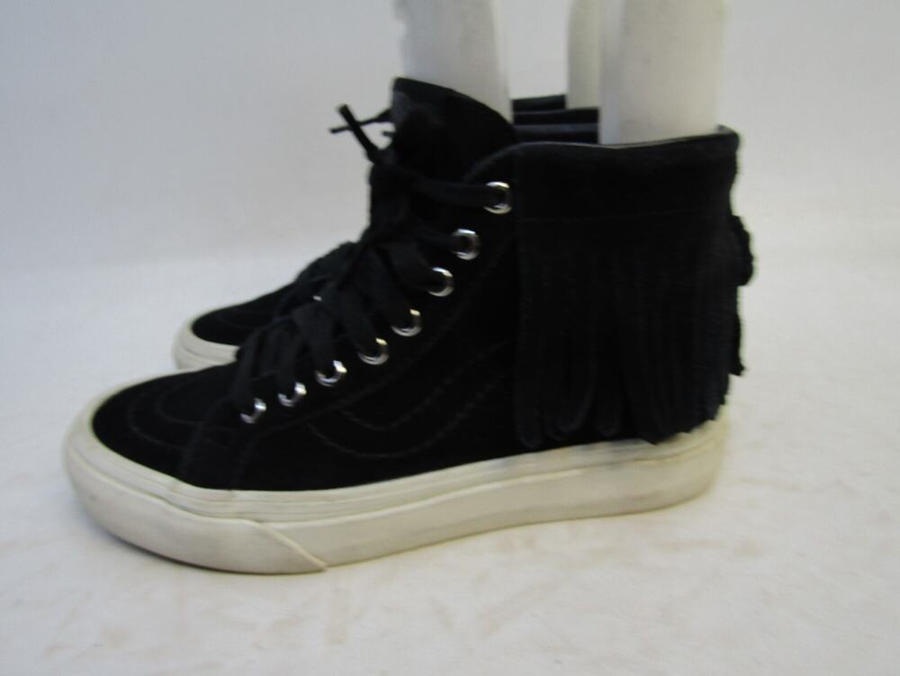 Vans Womens Size 5 Black Suede Lace Up Fringe Ankle Fashion Shoes